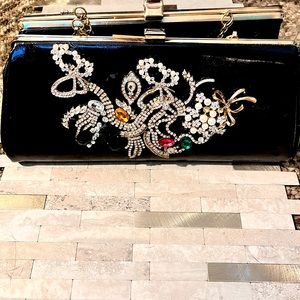 Black bling bling handbag with diamonds and rhinestones